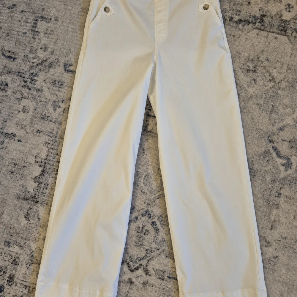 SPANX Twill Cropped Wide Leg Pant Bright White Size M - Picture 5 of 6